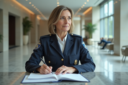 Agent de securite femme au bureau moderne