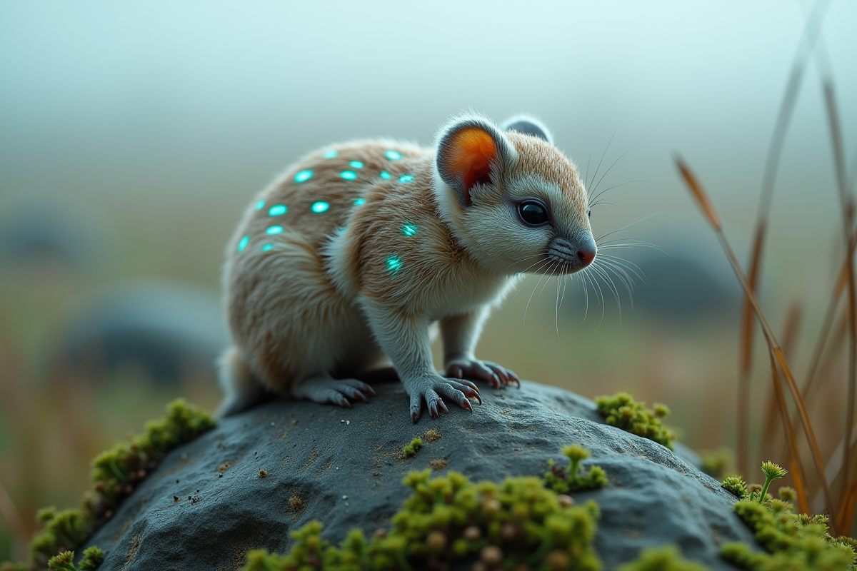 Portrait d un animal futuriste avec bioluminescence