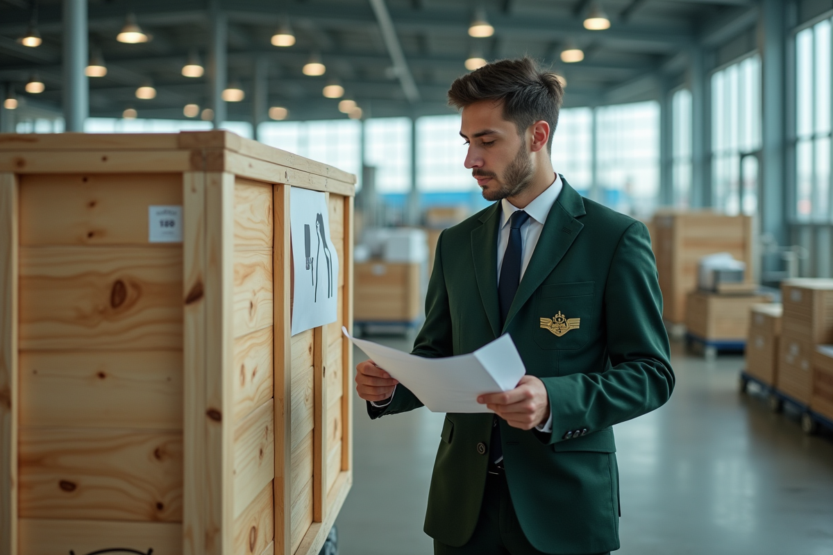 Douanier vérifiant un cage d