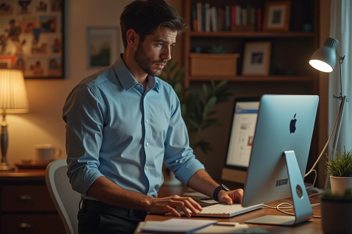 Homme regardant un site de rencontres sur son ordinateur